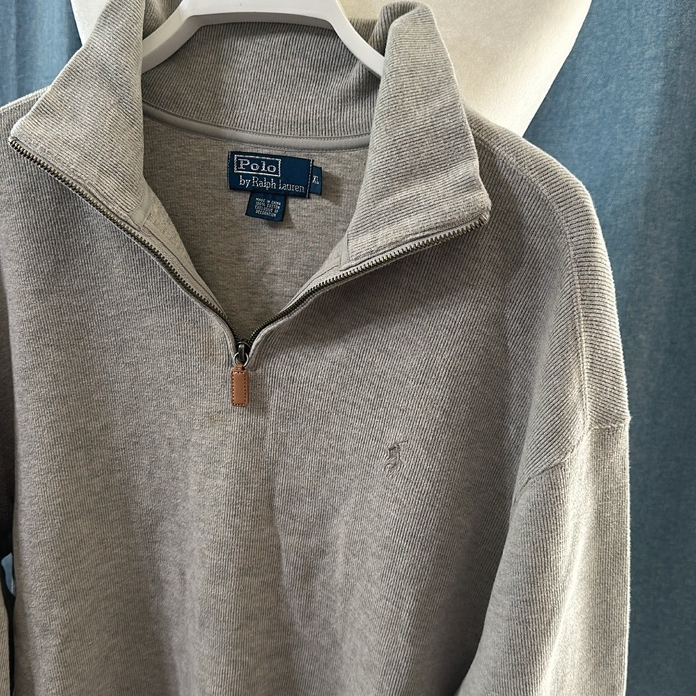 Polo Ralph Lauren Sweater Mens Extra Large Beige Quarter Zip Pullover Pony